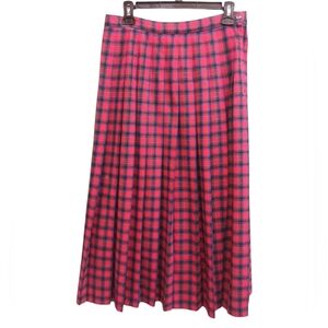 Pendleton Vintage Wool Red Blue Green Plaid A-Line Pleated Skirt Size 14